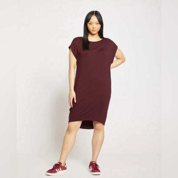 Universal Standard Pima Cotton Tee Shirt‎ Shift Dress Black Cherry Size 10/12